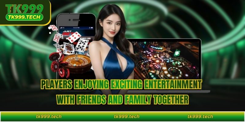 Players enjoying exciting entertainment with friends and family together